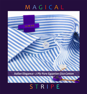 Stockholm- Azure Blue & White Stripe