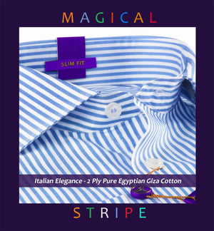 Irvine- Azure Blue & White Magical Stripe