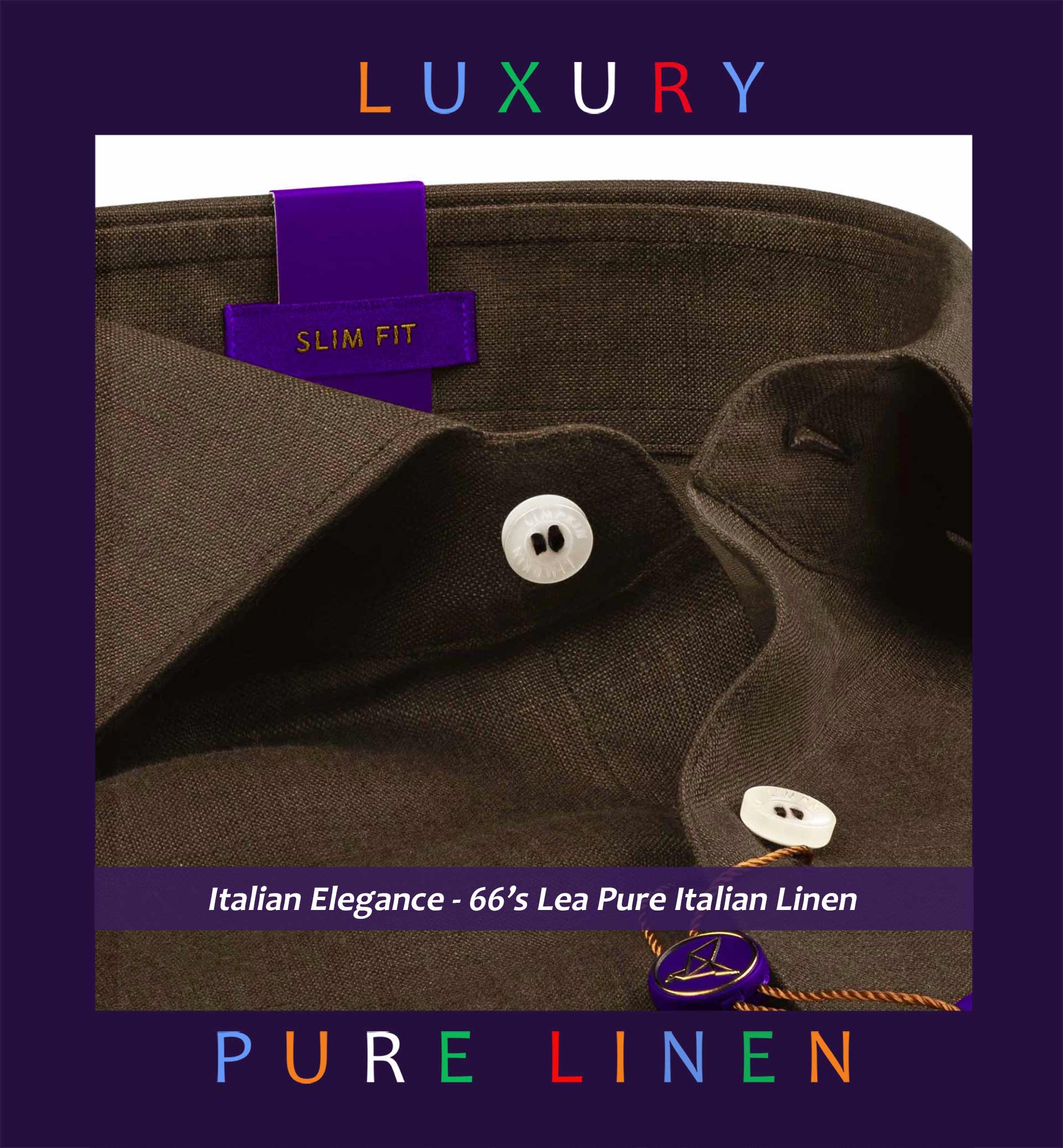 Almeria- Cedar Brown Solid Linen- 66's Lea Pure Italian Linen