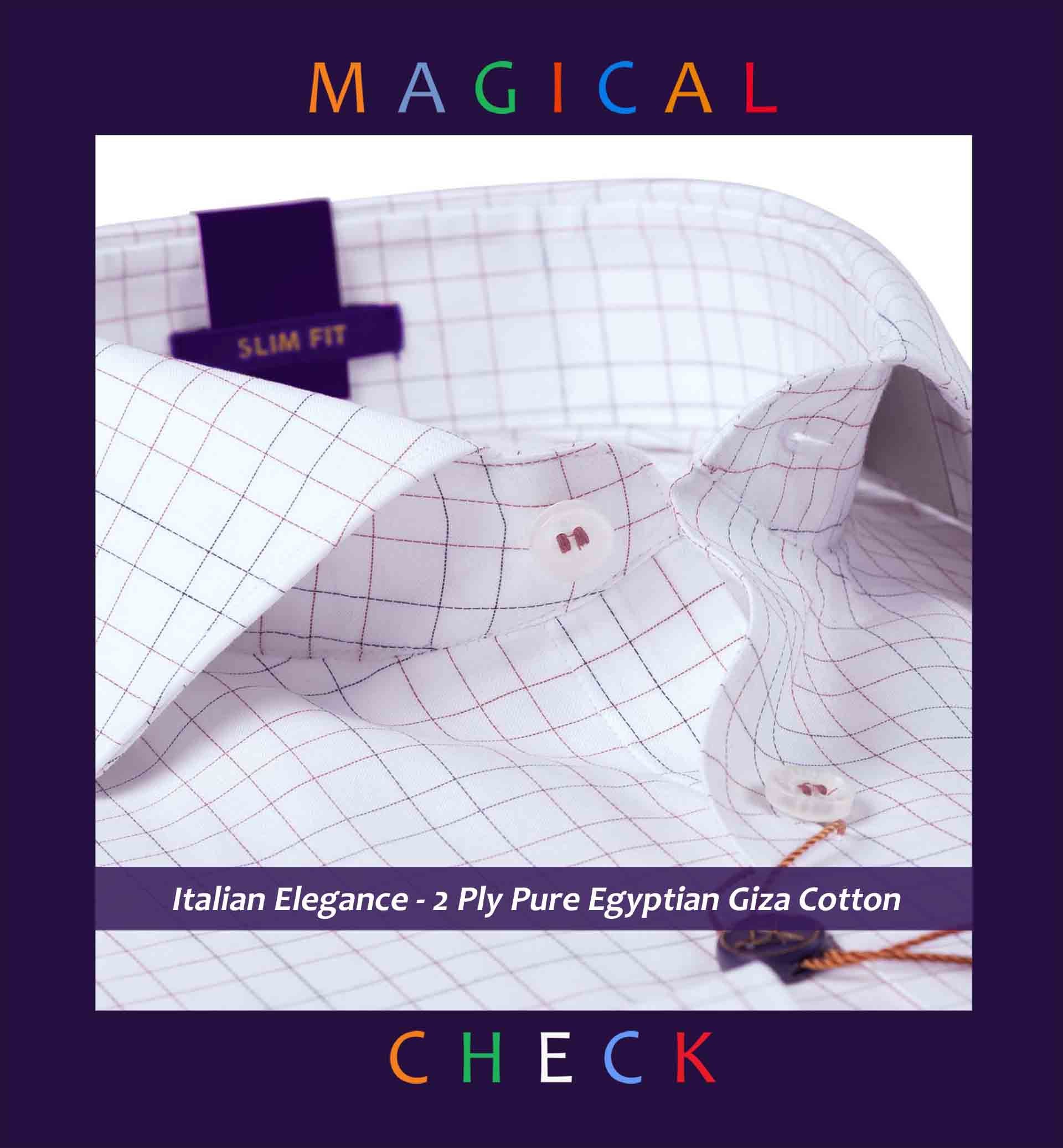 Dunbar- Burgundy & Navy Magical Pin Check- 2 Ply Pure Egyptian Giza Cotton