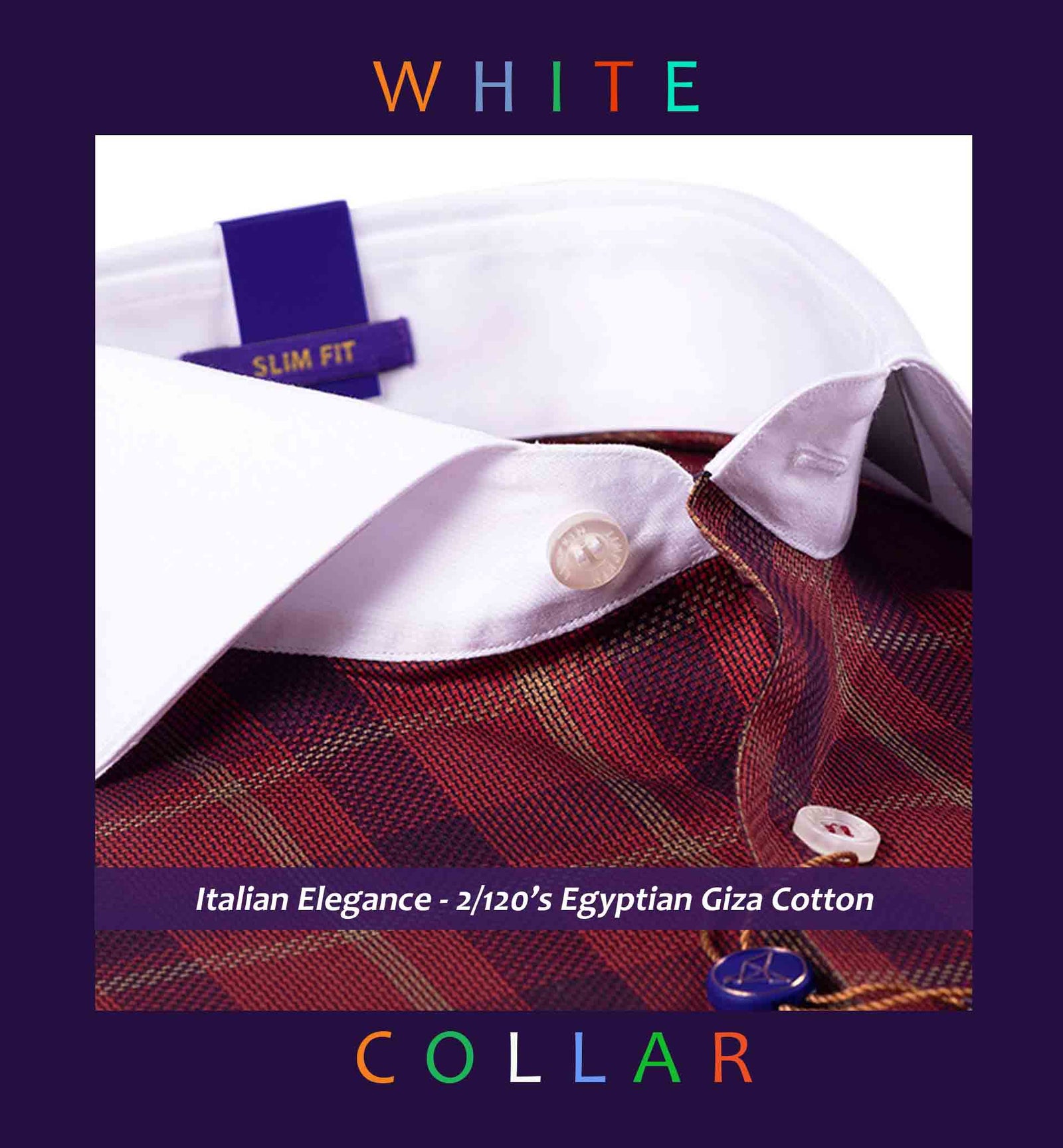 Salamanca- Burgundy Check- White Collar