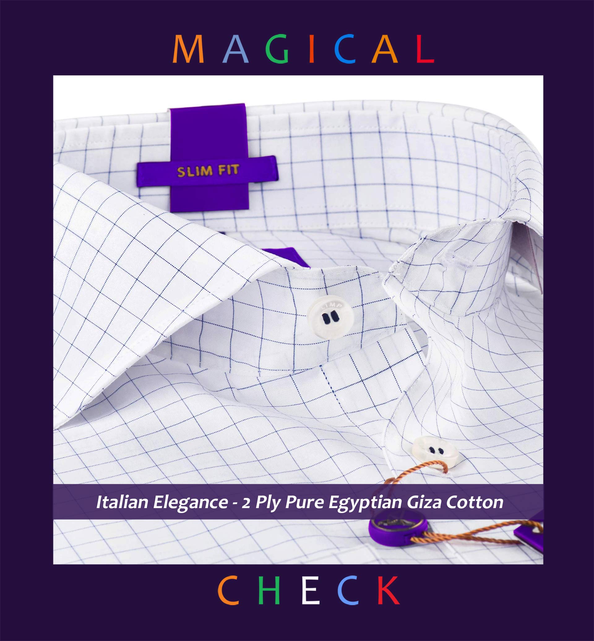 Huesca- Navy & White Magical Pin Check