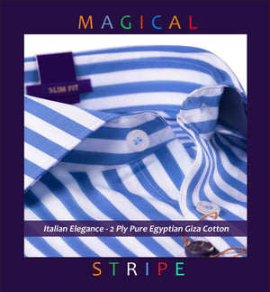 Cortland- Cobalt Blue & White Stripe