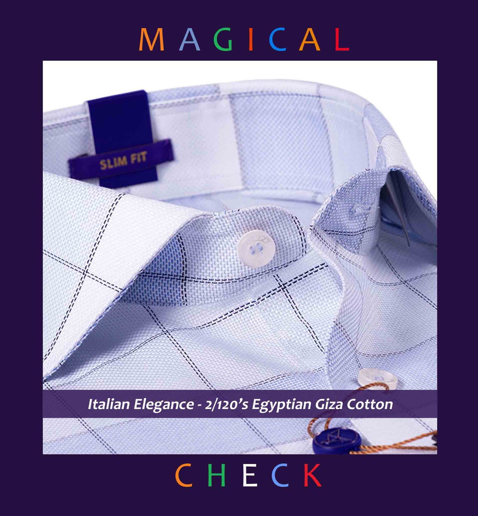 Pamplona- Azure Blue & White Check