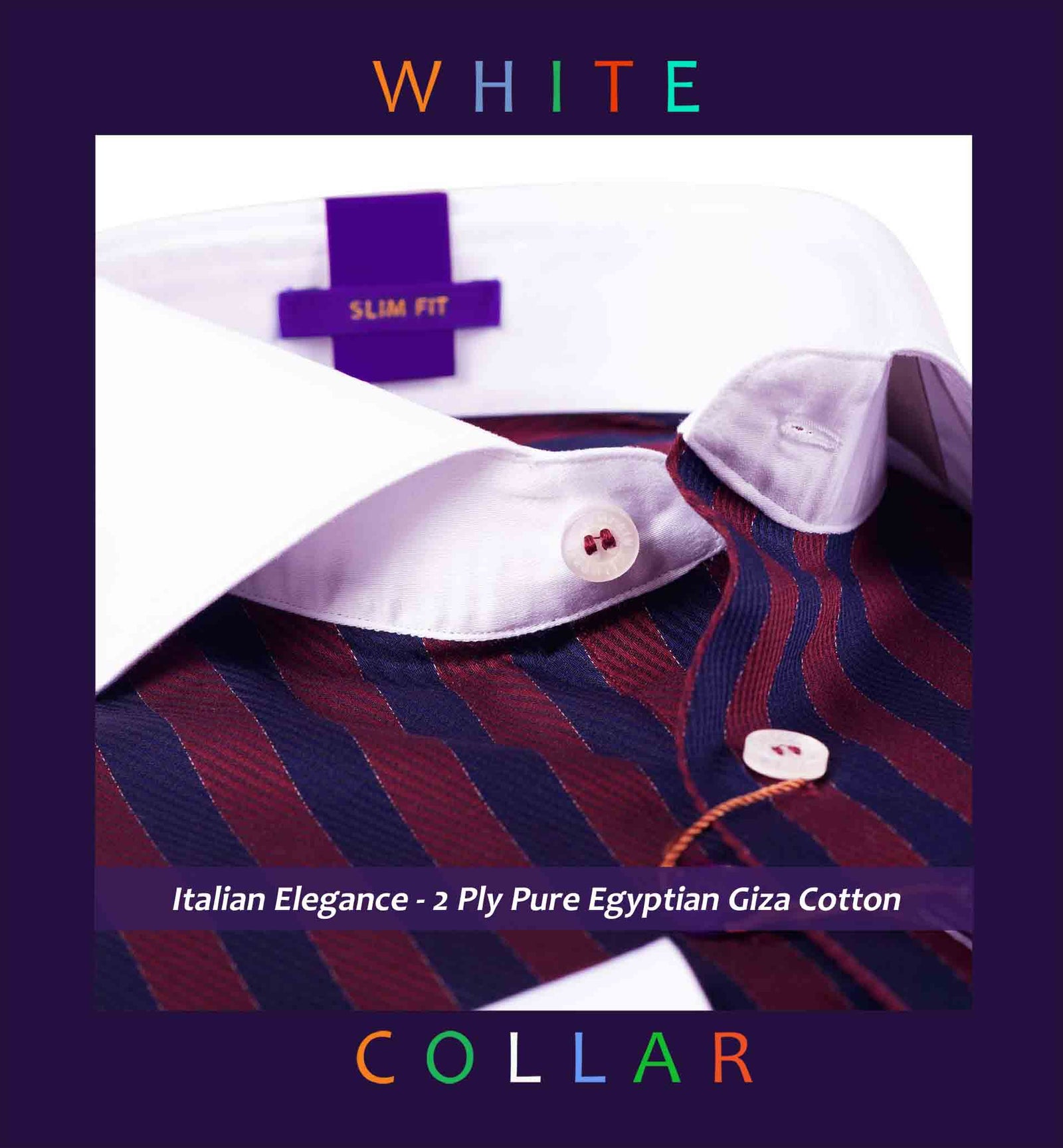 Morrison- Burgundy & Navy Stripe- White Collar