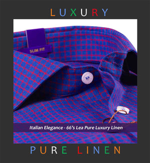 Belarus- Deep Violet & Burgundy Magical Check- 66's Lea Pure Luxury Linen