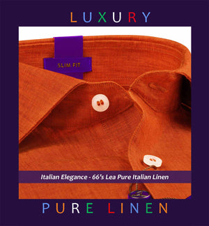 Nikiti- Marmalade Orange Solid Linen- 66's Lea Pure Italian Linen