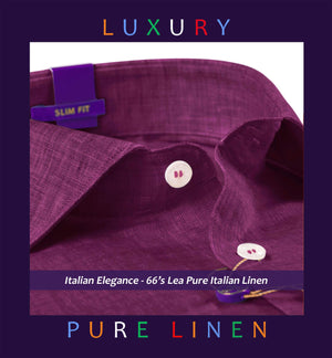 Brasilia- Plum Purple Solid Linen- 66's Lea Pure Italian Linen