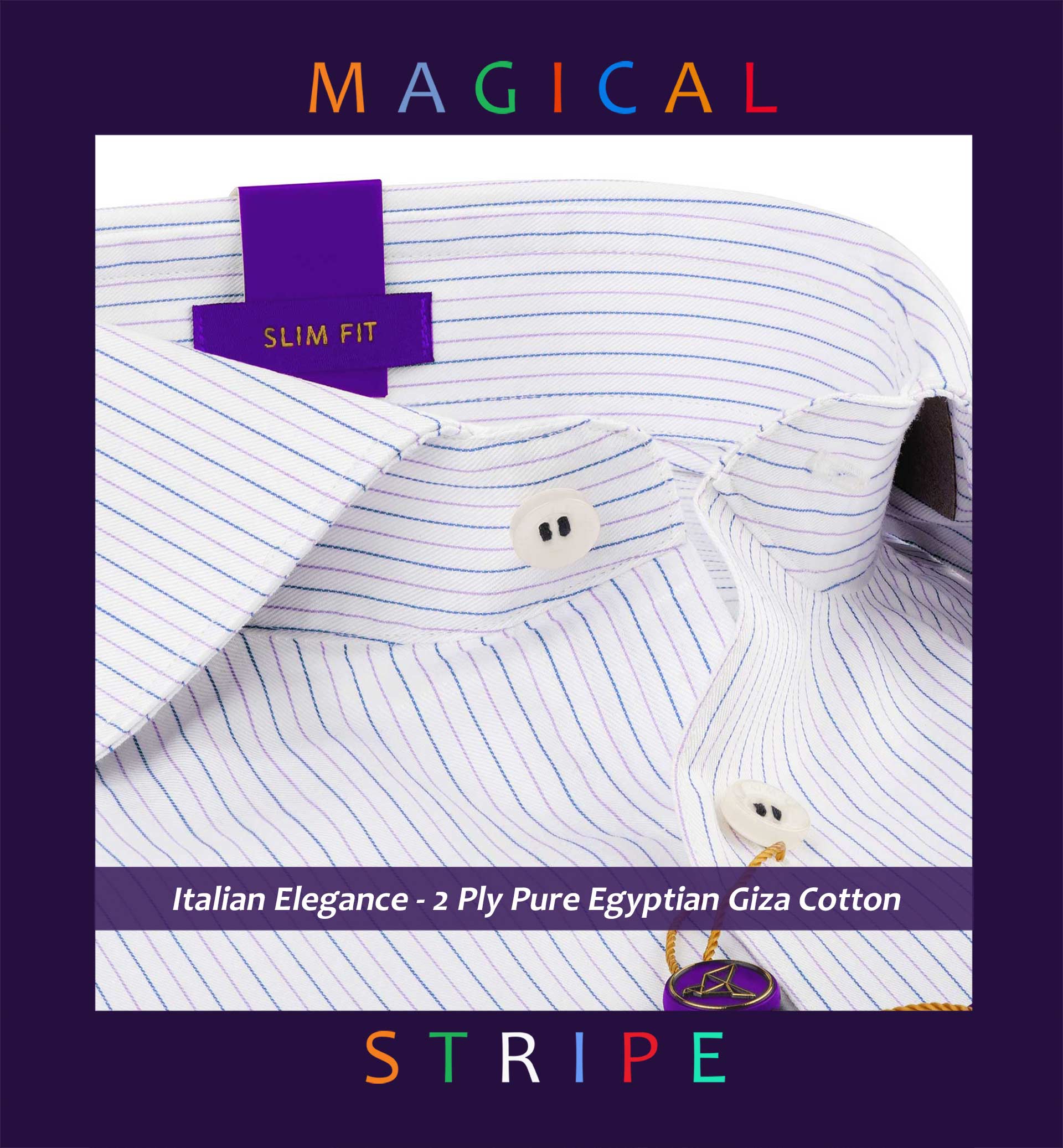 Kinsale- Navy & Lilac Magical Stripe