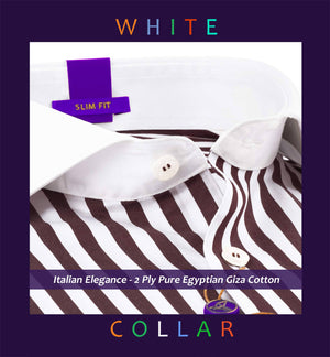 Stolin- Mulberry Burgundy Stripe with White Collar