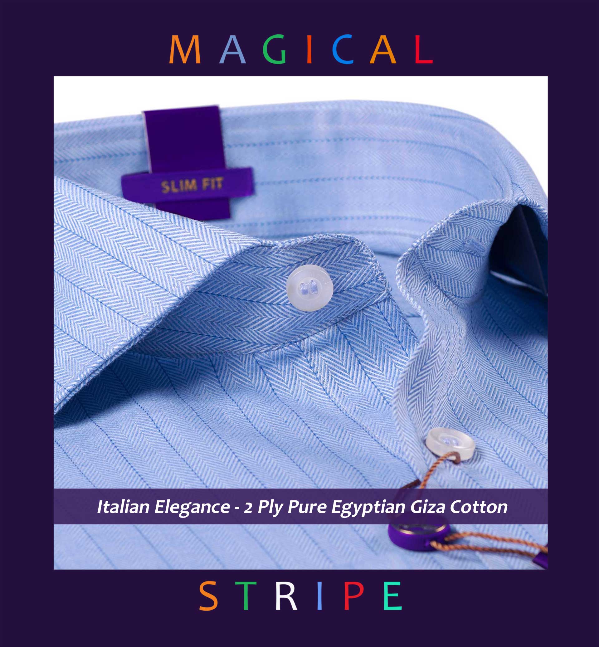 Petersburg- Sky Blue MÃƒÂ©lange Herringbone Stripe