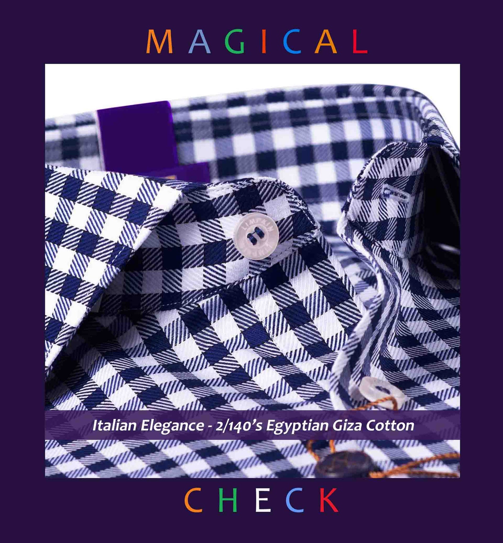 Columbus- Navy & White Magical Gingham Check- 2/140 Egyptian Giza Cotton