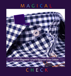 Columbus- Navy & White Magical Gingham Check- 2/140 Egyptian Giza Cotton