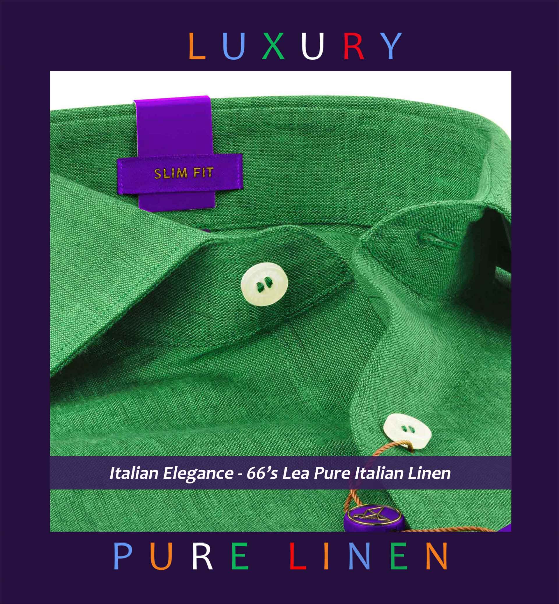 Halden- Parakeet Green Solid Linen- 66's Lea Pure Italian Linen