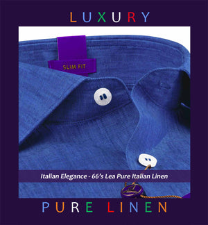 Faliraki- Admiral Blue Solid Linen- 66's Lea Pure Italian Linen