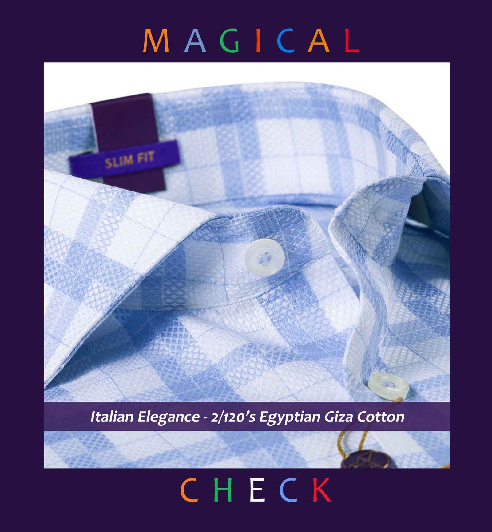 Huesca- Azure Blue & White Check