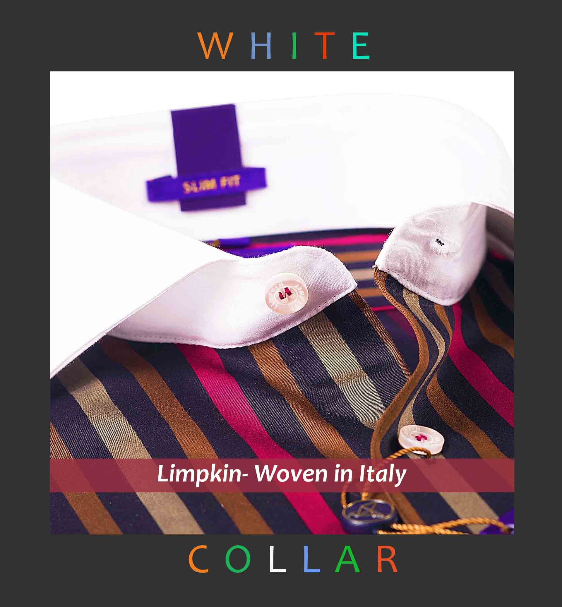 Montreal - Burgundy & Beige Stripe- White Collar