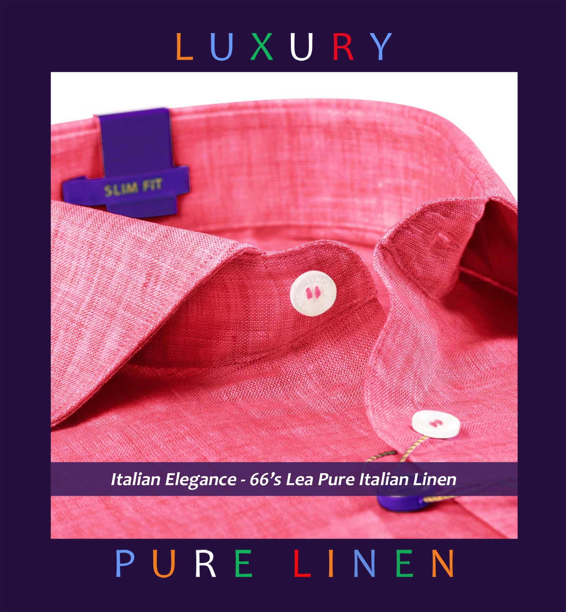 Rome- Rouge Pink Solid Linen- 66's Lea Pure Italian Linen