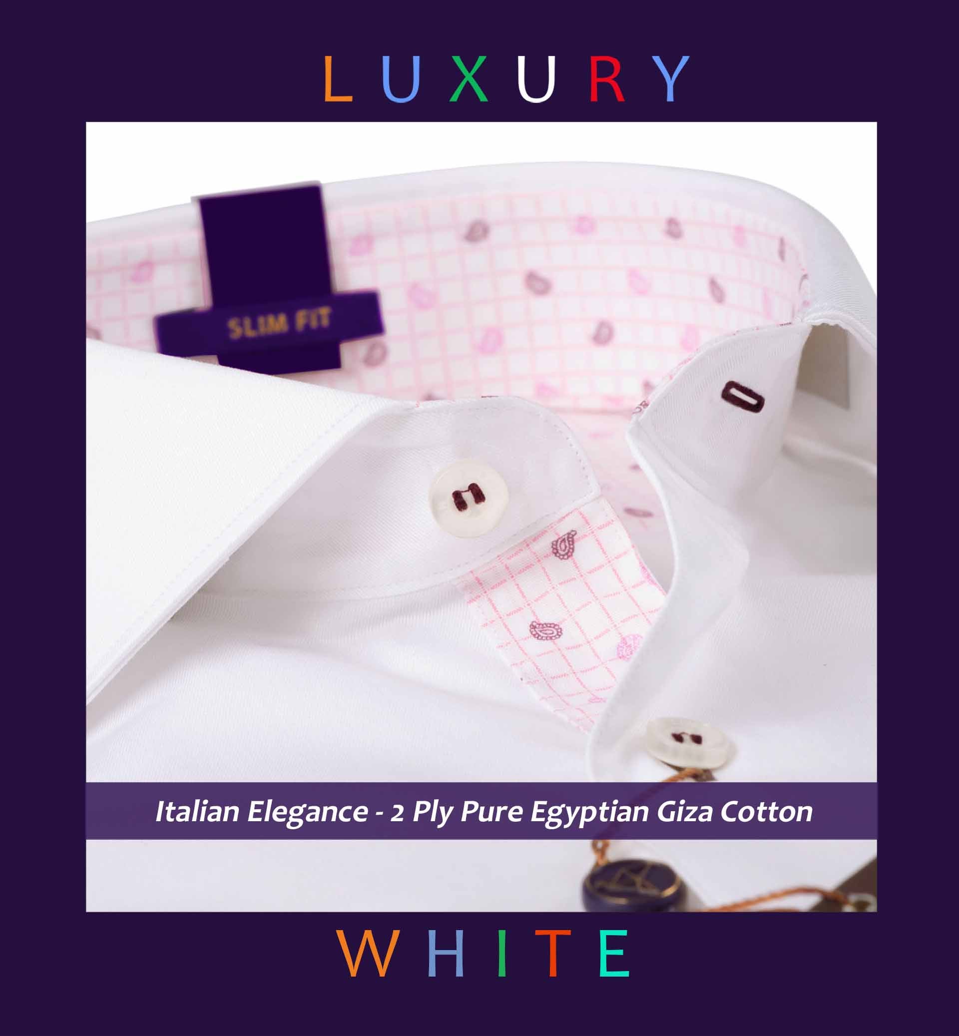 Monza- Pristine White & Print Contrast- 2 Ply Pure Egyptian Giza Cotton