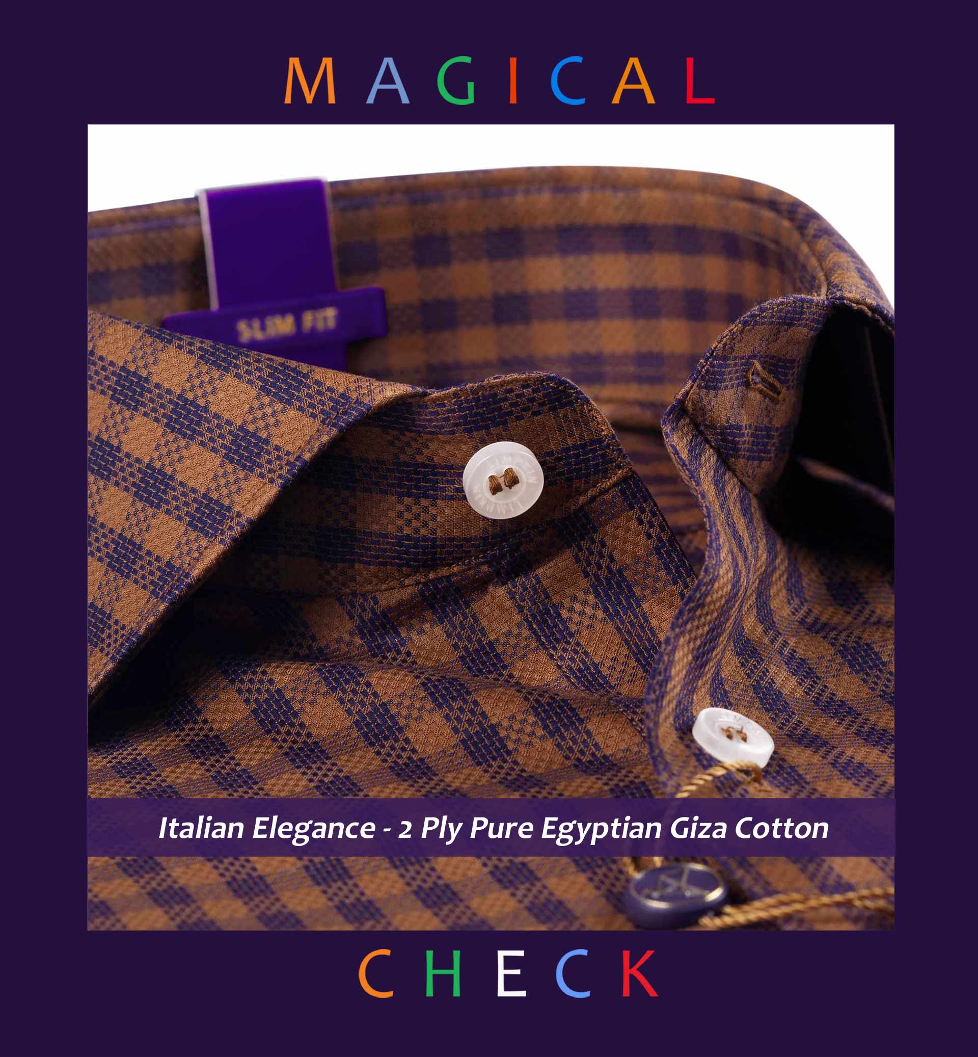 Beaumont- Caramel Brown & Navy Magical Check