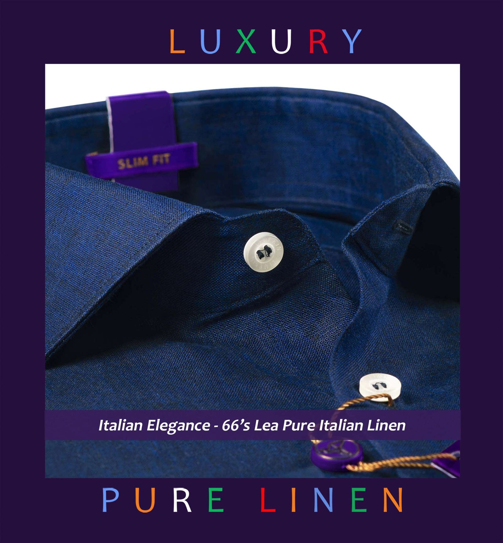 Edison- Navy Solid Linen- 66's Lea Pure Luxury Linen