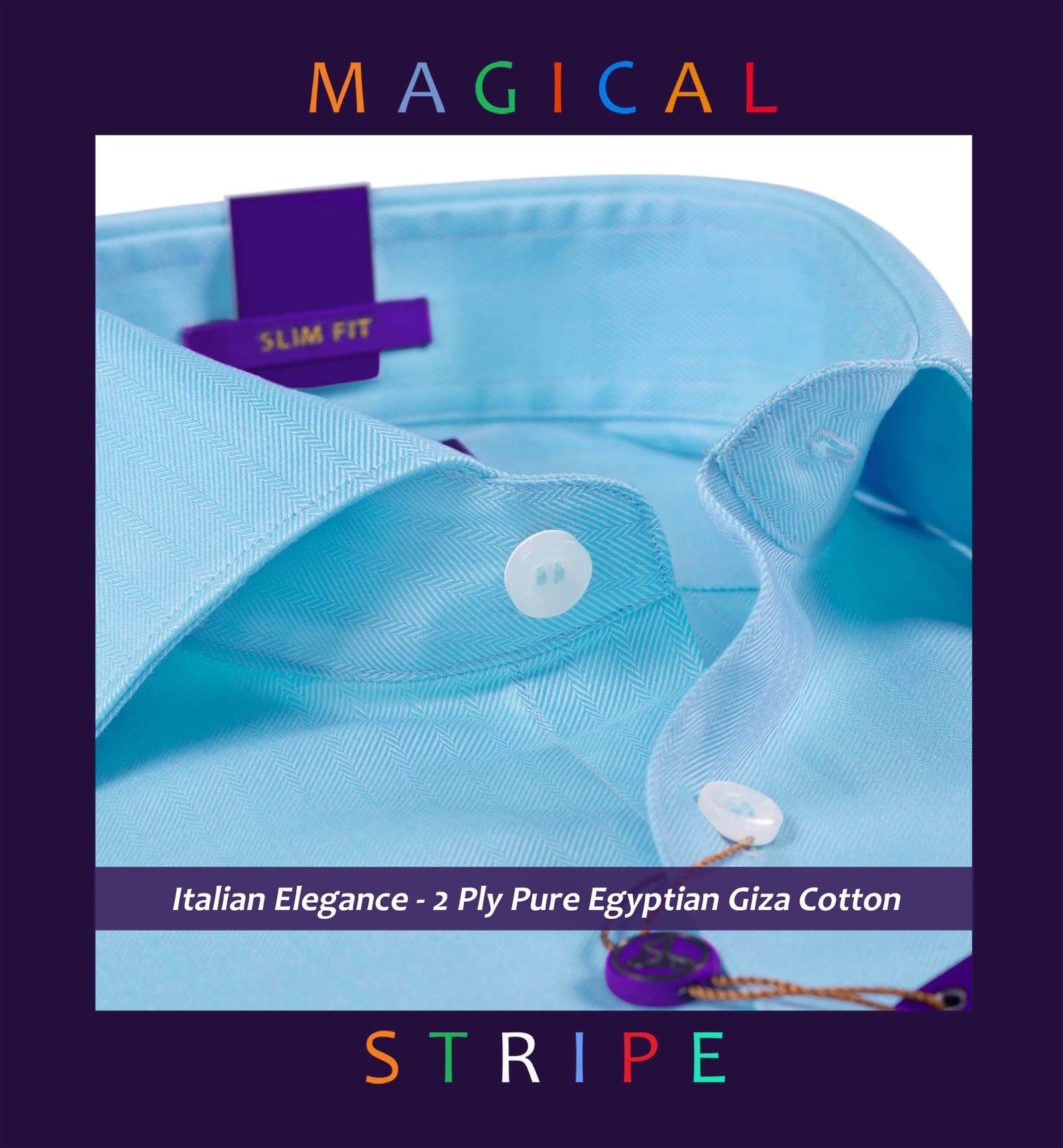 Finchley- Turquoise Blue Magical Stripe