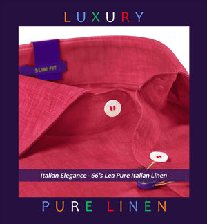 Turin- Crimson Red Solid Linen- 66's Lea Pure Italian Linen