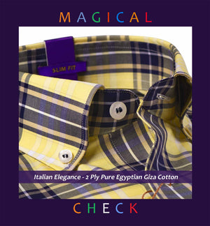 Lisbon- Daffodil Yellow & Navy Magical Check