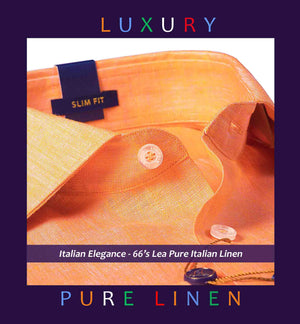 Leipzig- Tangerine Orange Solid Linen- 66's Lea Pure Italian Linen