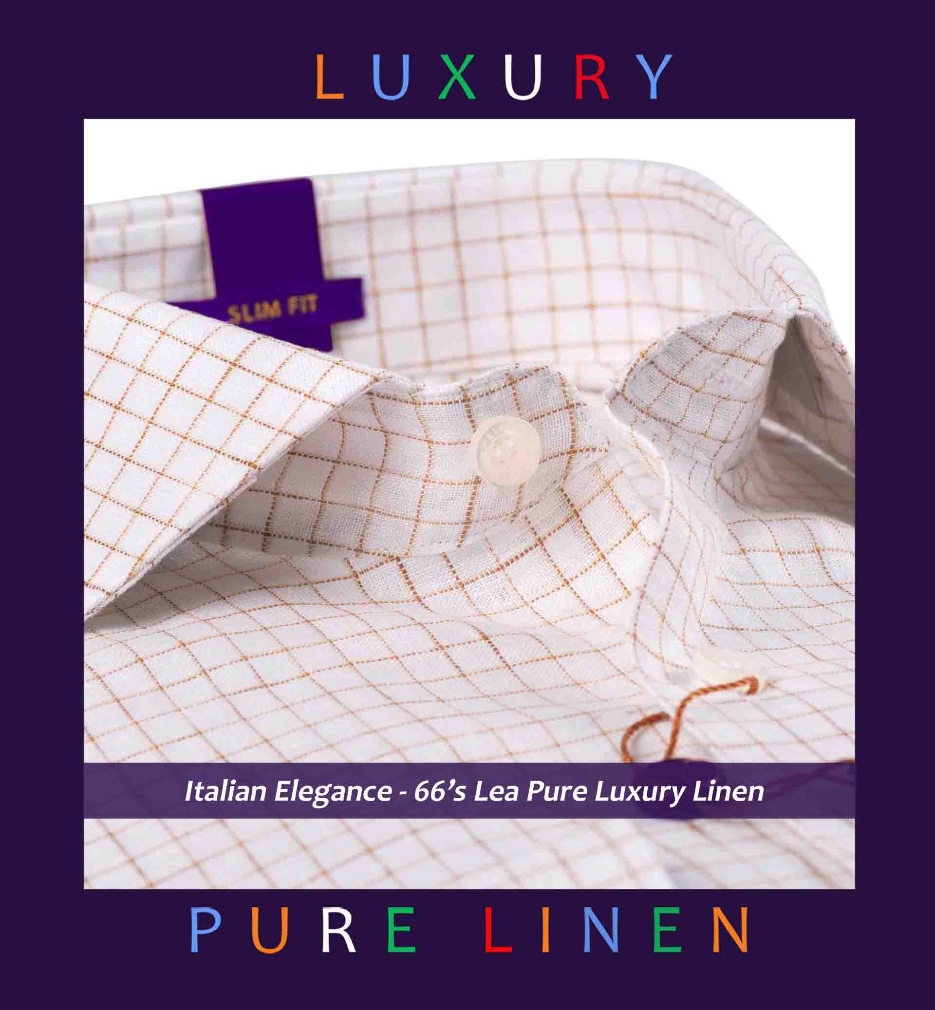 Ripon- British Tan & White Magical Check- 66's Lea Pure Luxury Linen