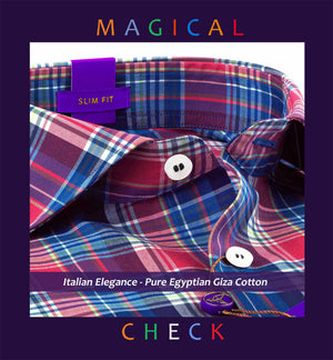 Biasca- Navy & Burgundy Magical Check