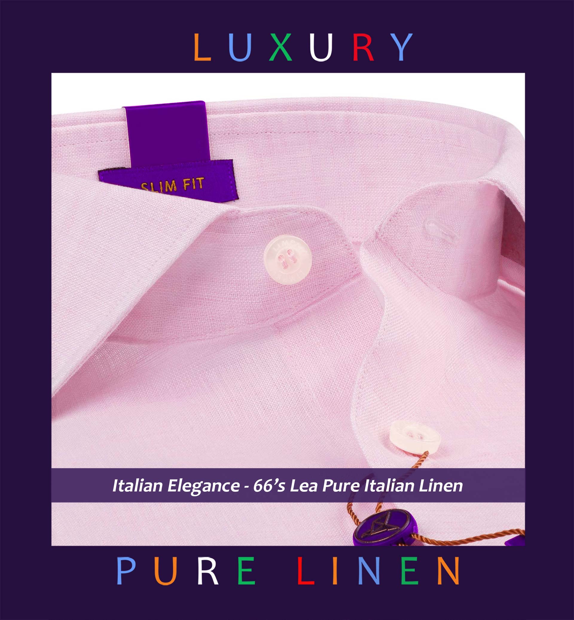 Florence- Lemonade Pink Solid Linen- 66's Lea Pure Italian Linen