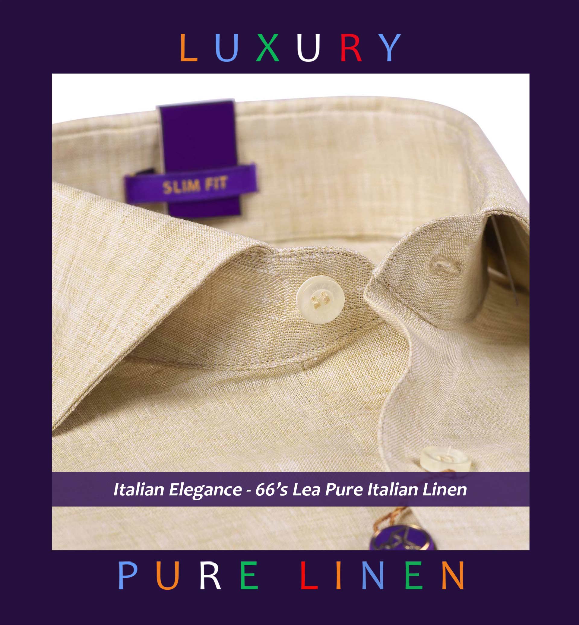 Rafina- Sandalwood Khaki Solid Linen- 66's Lea Pure Italian Linen