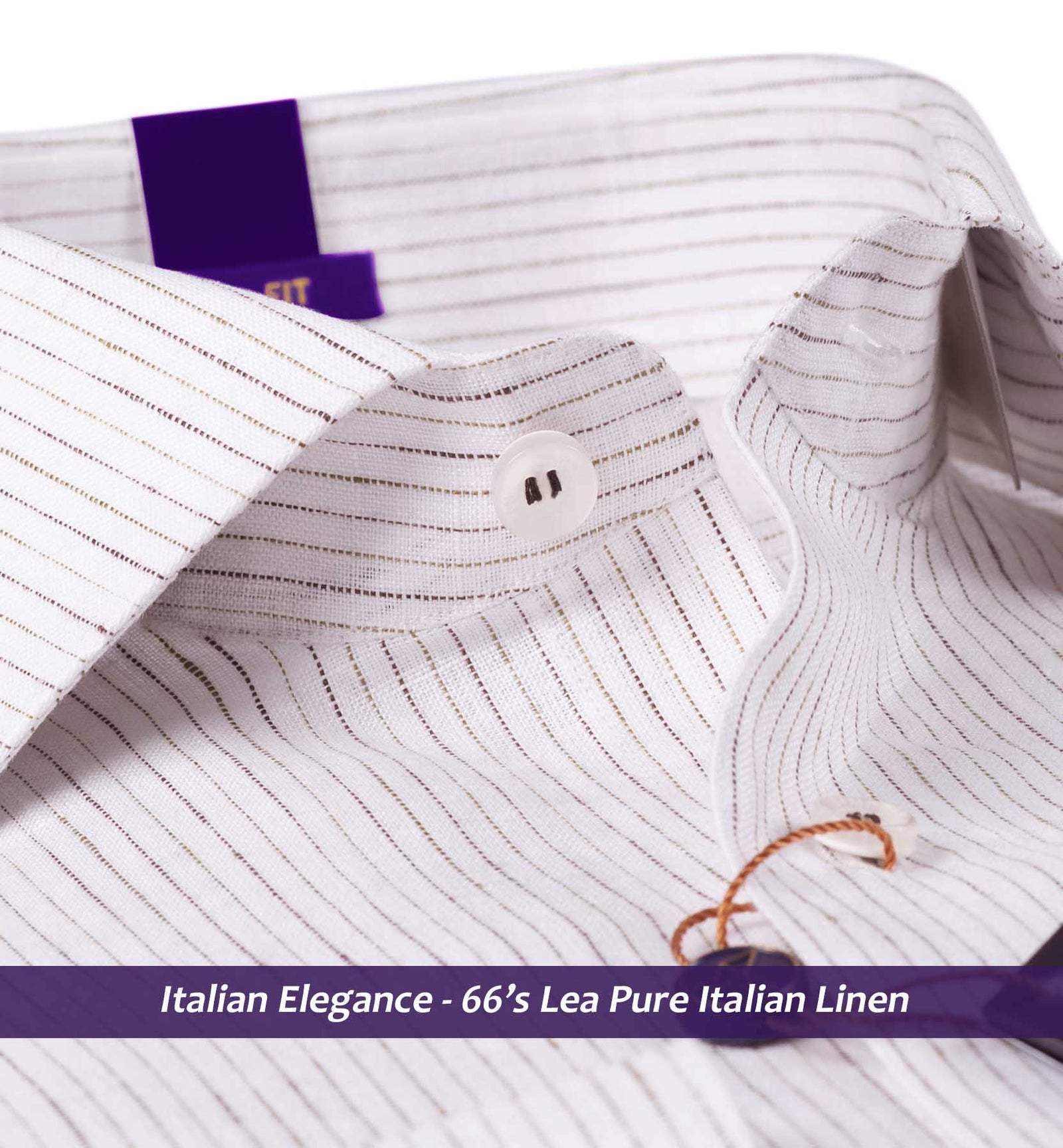 Pomona- Beige & Brown Stripe- 66's Lea Pure Luxury Linen