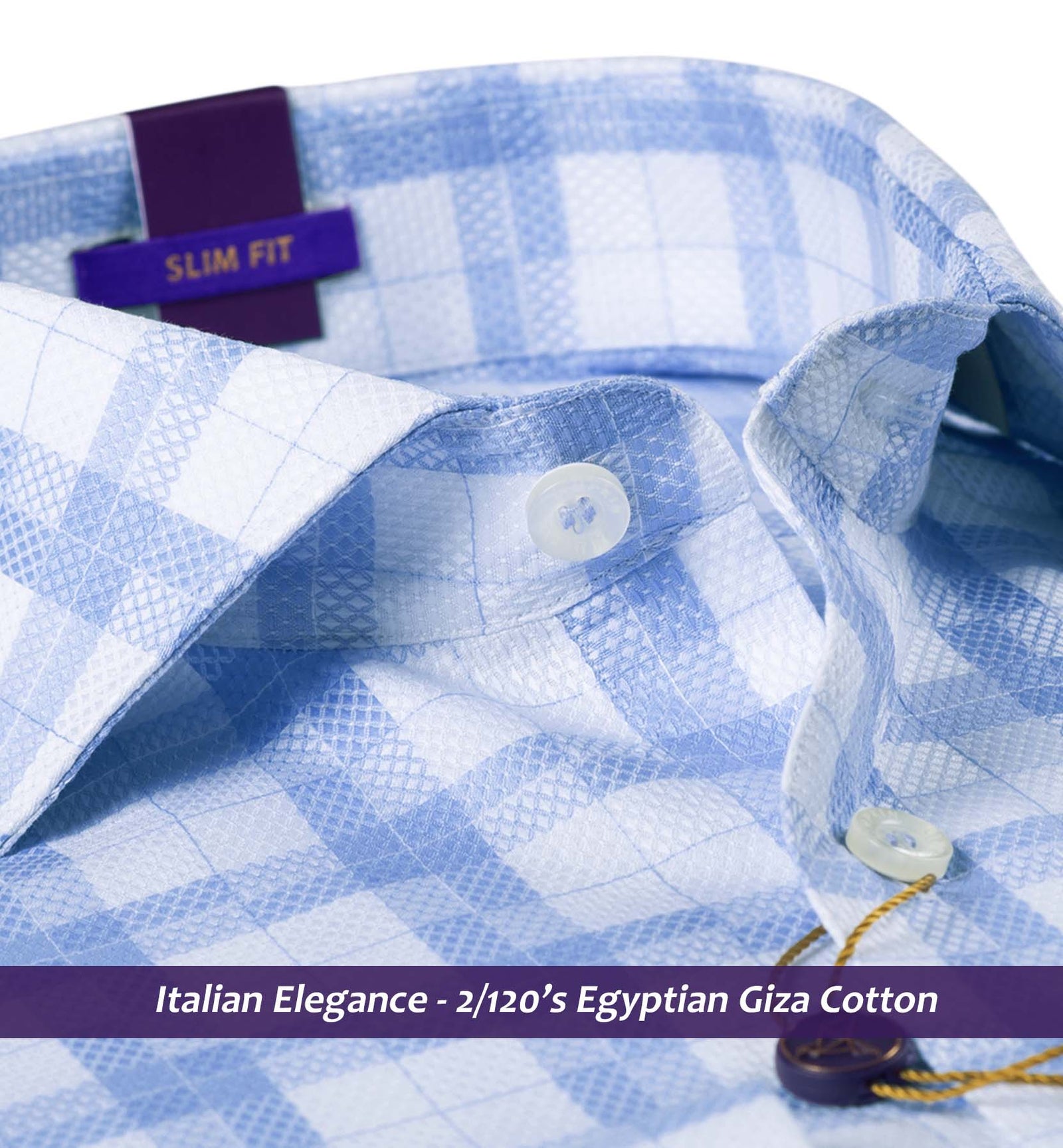Huesca- Azure Blue & White Check