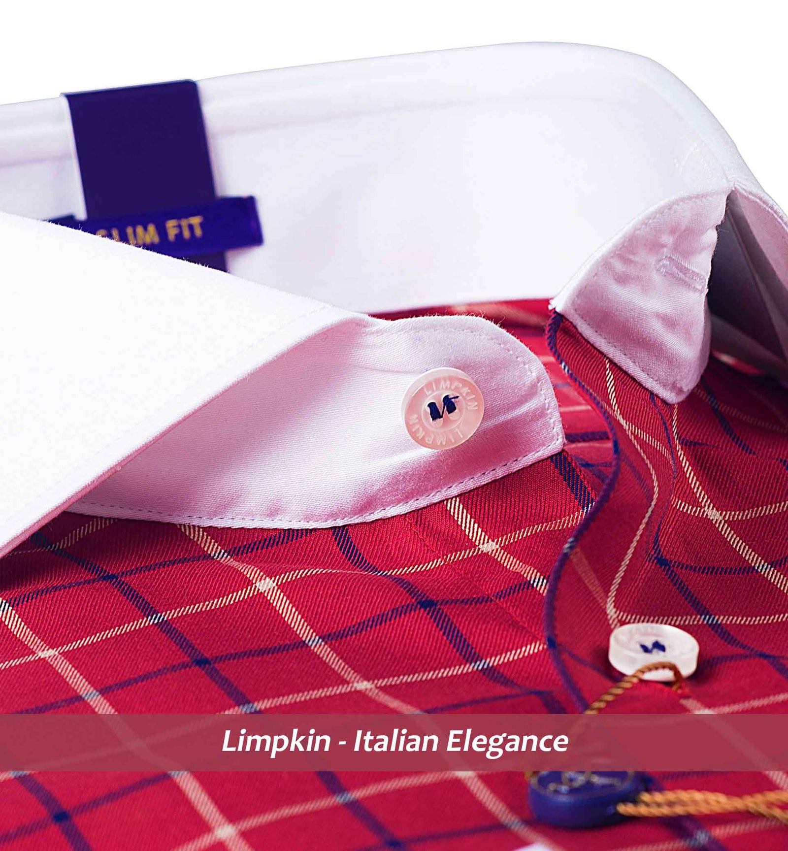 OKLAHOMA- BRICK RED & NAVY CHECK & WHITE COLLAR