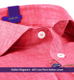 Rome- Rouge Pink Solid Linen- 66's Lea Pure Italian Linen