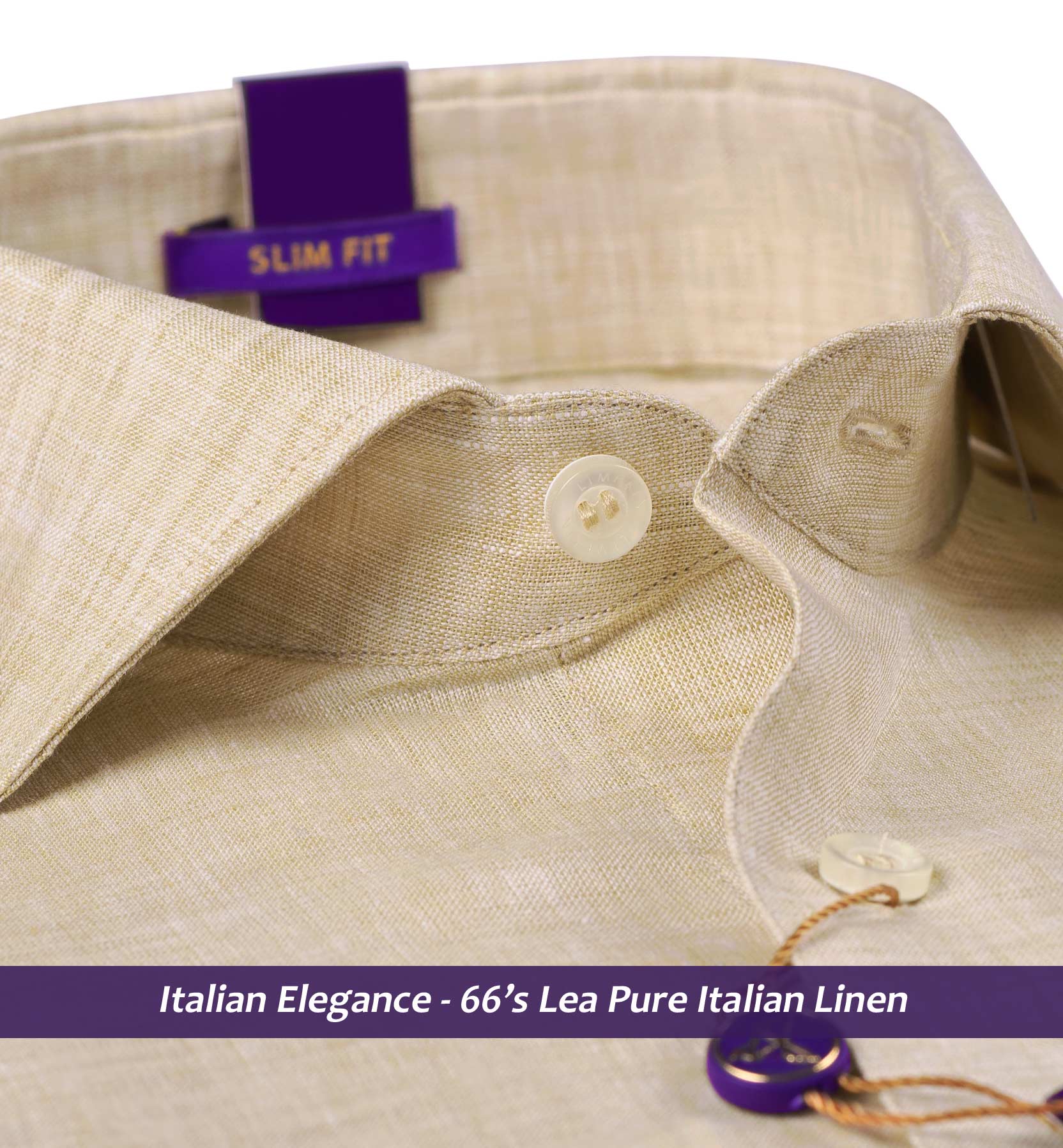 Rafina- Sandalwood Khaki Solid Linen- 66's Lea Pure Italian Linen