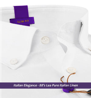 Malibu- Pristine Pure White Linen- Button Down- 88's Lea Pure Luxury Linen
