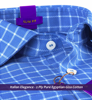 Alicante- Persian Blue & White Check