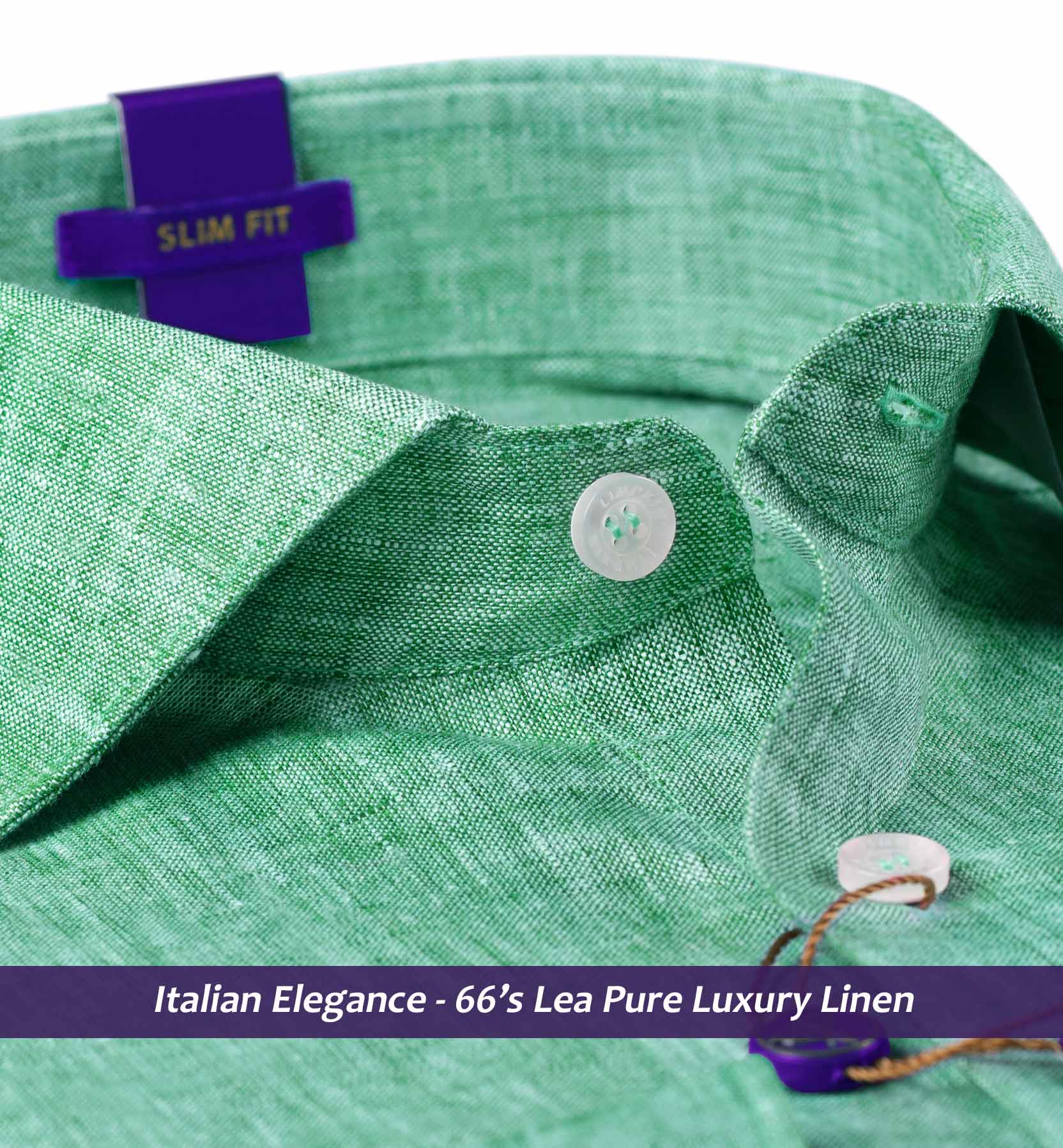 Lyon- Jade Green Solid Linen- 66's Lea Pure Luxury Linen