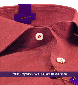 Matera- Auburn Red Solid Linen- 66's Lea Pure Italian Linen