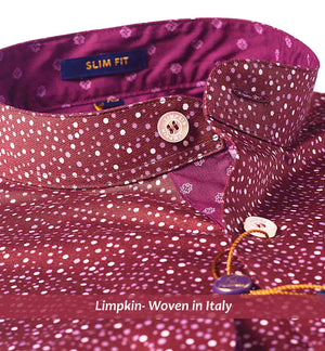 Burgundy Magical Dotted Print- Buy Online Shirts- Italian Elegance