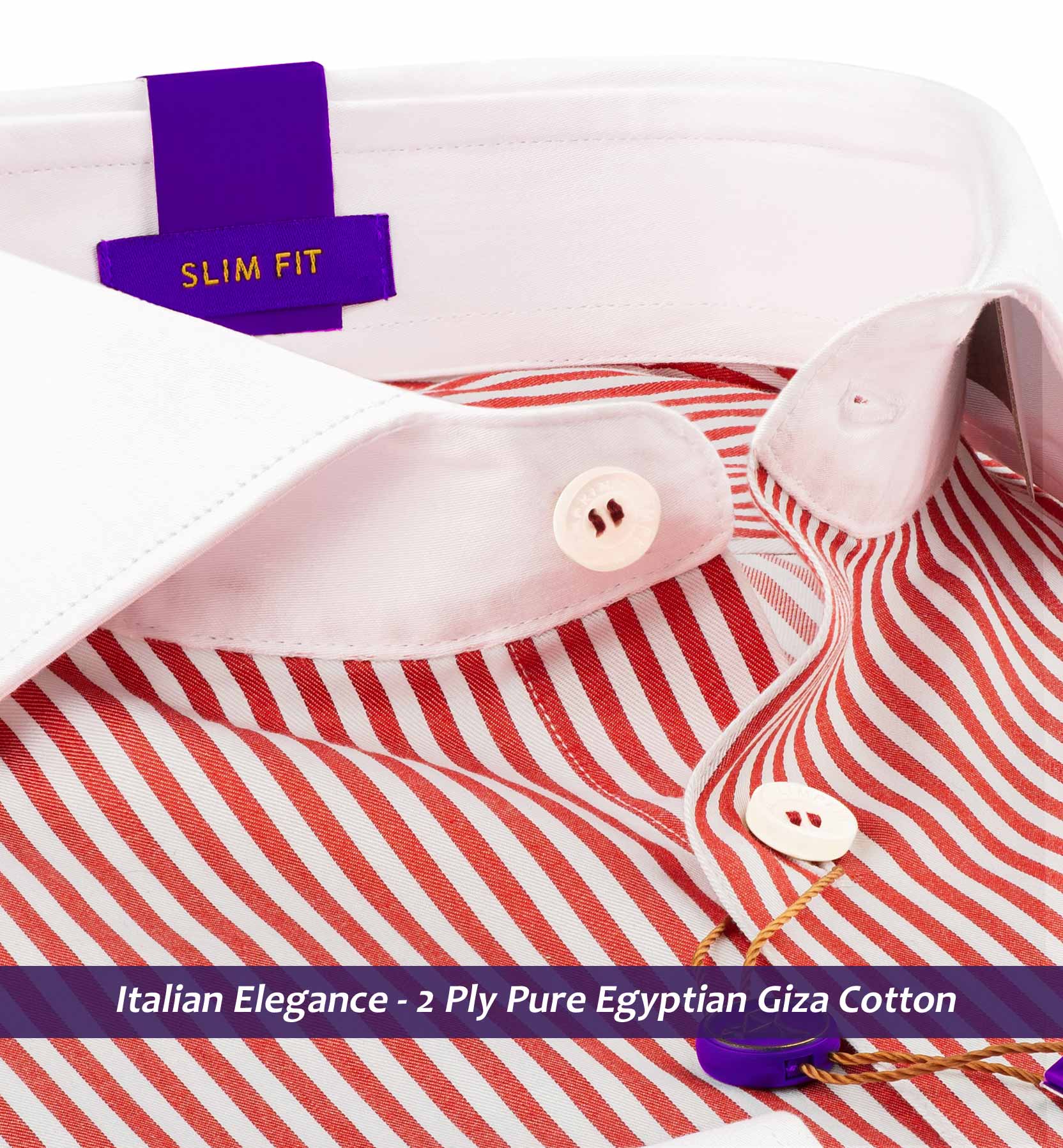 Dallas- Carmine Red & White Stripe with White Collar