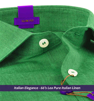 Halden- Parakeet Green Solid Linen- 66's Lea Pure Italian Linen