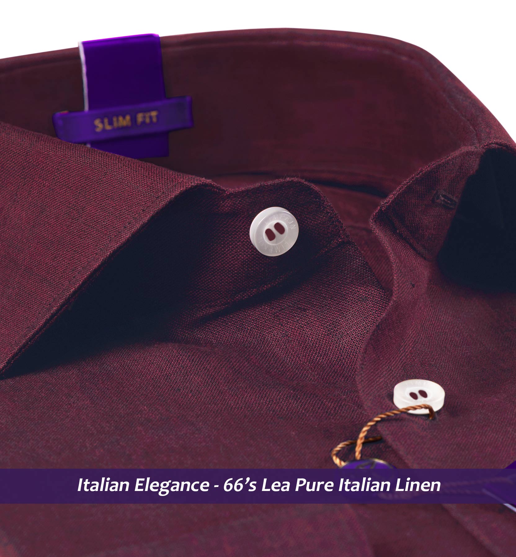 Belgrade- Merlot Red Solid Linen- 66's Lea Pure Italian Linen