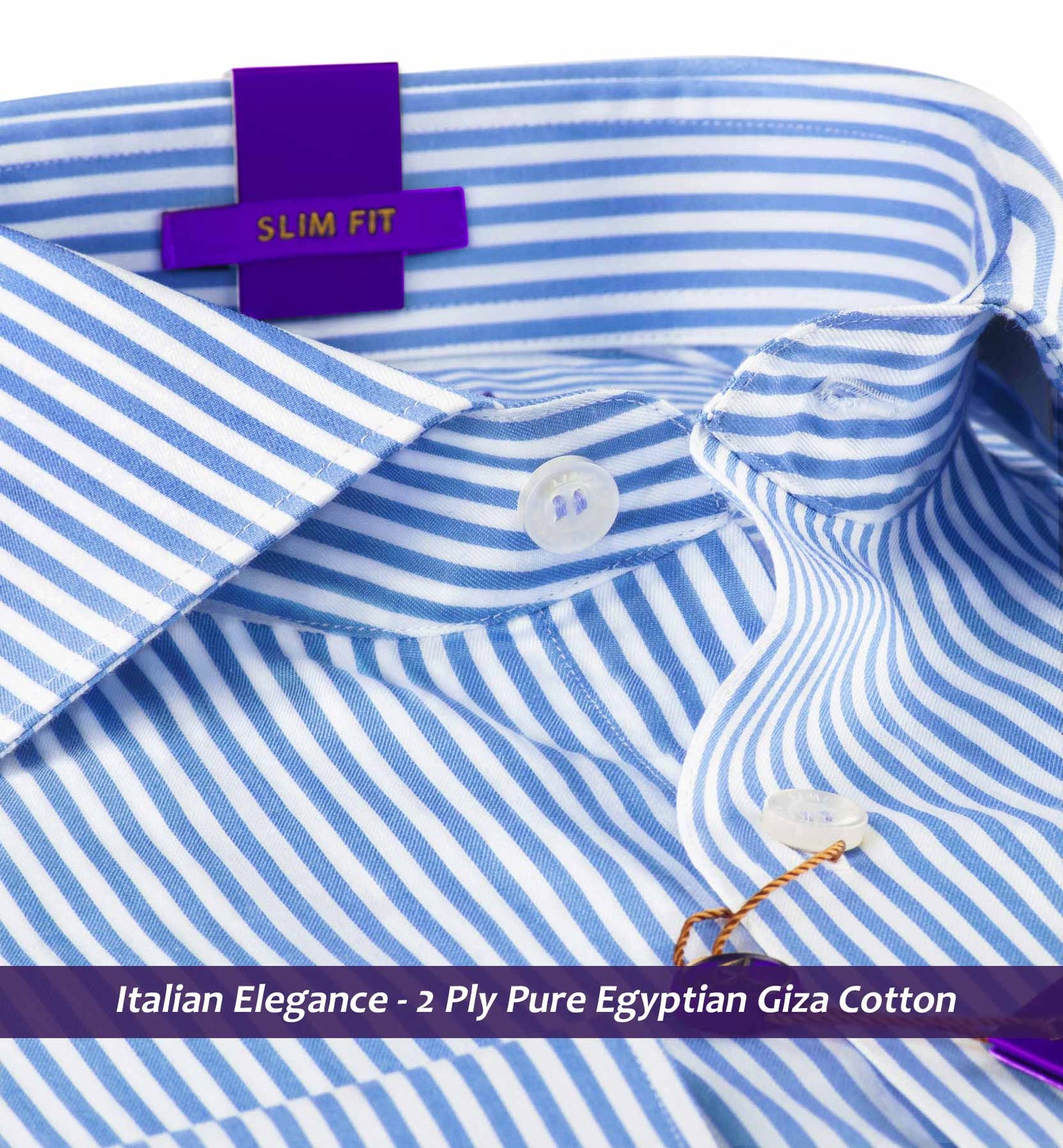 Stockholm- Azure Blue & White Stripe