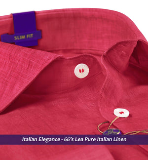 Turin- Crimson Red Solid Linen- 66's Lea Pure Italian Linen