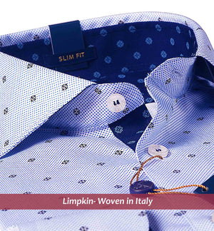 Navy Polka Dot Print- Buy Online Premium Shirts- Woven In Italy