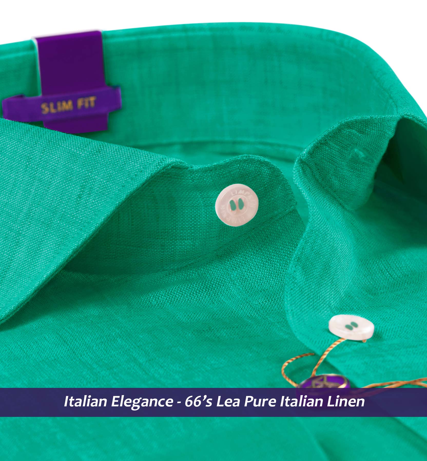Valencia- Persian Green Solid Linen- 66's Lea Pure Italian Linen